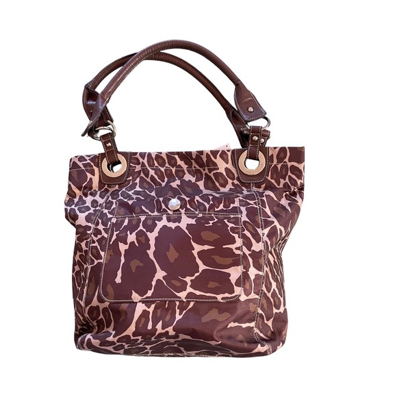 Nine West Tote Bag‎ Animal Print Shoulder Bag Purse Brown Designer - Picture 1 of 3